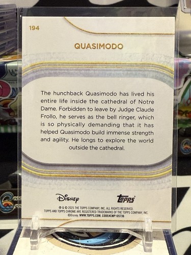 2025 Topps Chrome Disney Sapphire Quasimodo #194 Sapphire Refractor Hunchback TZ - Picture 2 of 2