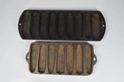 2 Vintage Cast Iron Corn on the Cob Metal Mold Pans Lodge 927C2 USA Farmhouse
