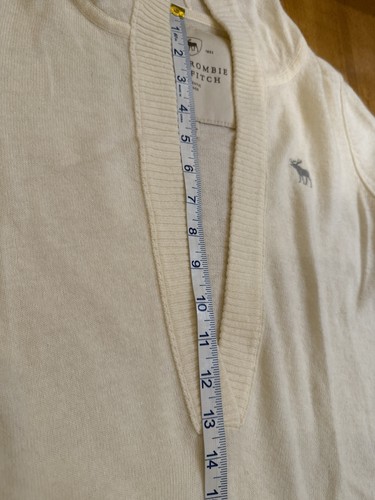 Abercrombie & Fitch maglione vintage donna L profondo scollo a V lana cashmere stupendo! - Foto 6 di 13