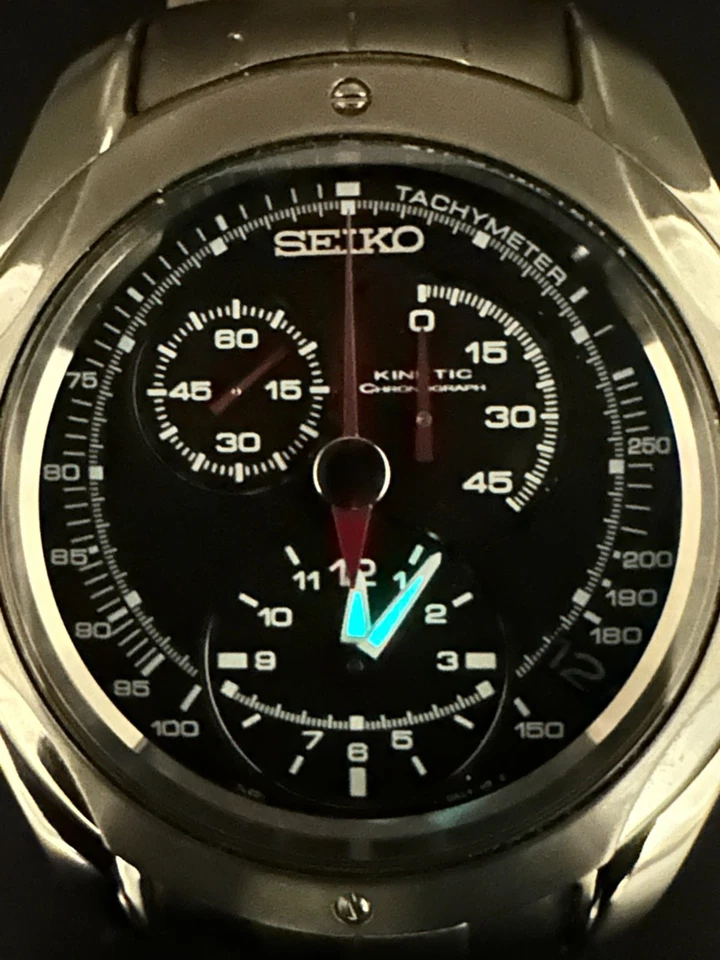Мужской хронограф Seiko Arctura кинетический титановый черный циферблат дата 41,5 мм 7L22-0AK0 - Изображение 2 из 4