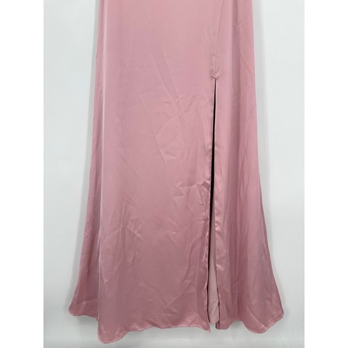 Vestido de novia AW Kora satinado capucha cuello correa de espagueti vestido formal rosa, talla 8 - Imagen 7 de 13