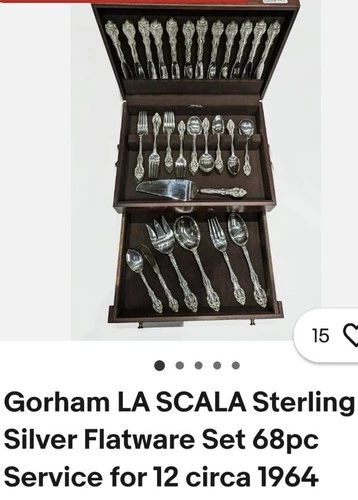 Gorham La Scala Sterling Silver Flatware Set 68pc Service for 12