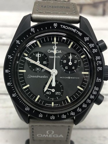 OMEGA Swatch Mission to Mercury Speedmaster S033A100 Quartz Watch Gray - Picture 2 of 12