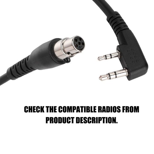 2.6ft 2Pin to 5Pin K Cable for Kenwood/HYT/Baofeng/Relm Two Way Radio Headset B - Zdjęcie 8 z 11
