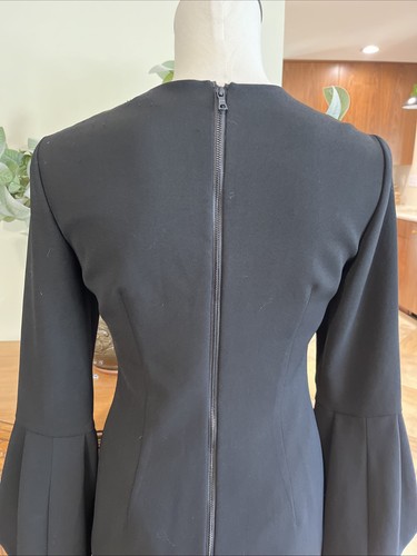 alice olivia employed Women 8 black long bell sleeve midi sheath dress DD - Picture 6 of 8