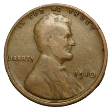 1910 P Lincoln Wheat Cent Good - Very Good (G-VG) Copper Average Circulated 1c
