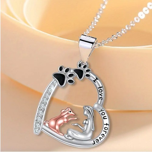 Süßer Stil Frauen Haustier Hund Anhänger, 925 Sterling Silber Halskette Mädchen Schmuck Geschenk - Bild 2 von 10