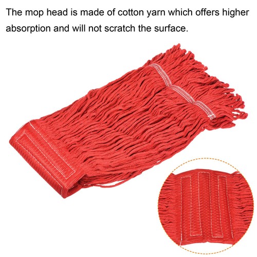 Commercial Mop Heads Replacement 40x27cm Cotton Yarn Floor Cleaning Pads, Red - Picture 4 of 5