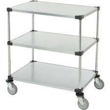 Adjustable Solid Galvanized Shelf Cart 3 Shelves 800 Lb. Cap 36"L x 24"W x 40"H