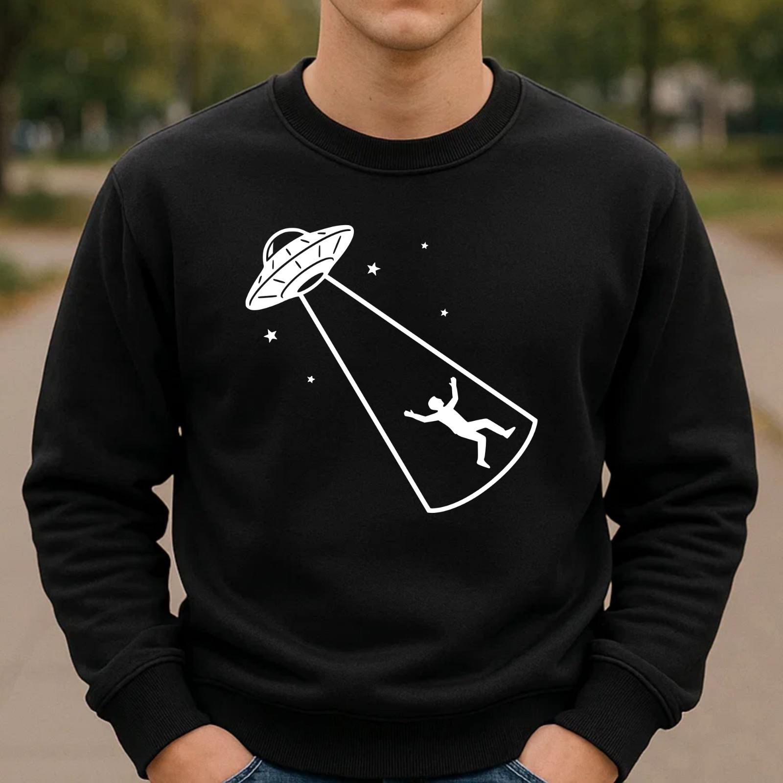 Ufo Abduction Funny Sweatshirt Printed Alien Abduction Novelty Gift Men's Outfit