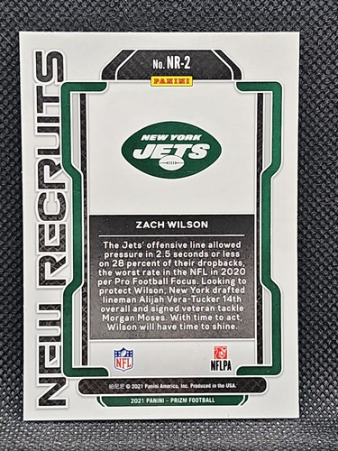 2021 Panini Prizm New Recruits Zach Wilson #NR-2 RC Rookie Card RC Insert Jets - Picture 2 of 2