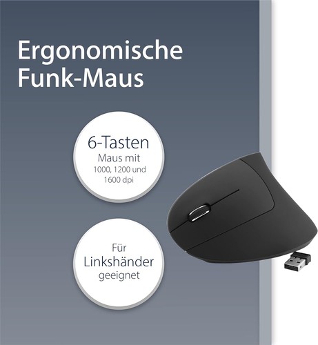 MEDIARANGE Ergonomic 6-button wireless mouse with optical sensor for left-handed - Picture 4 of 6