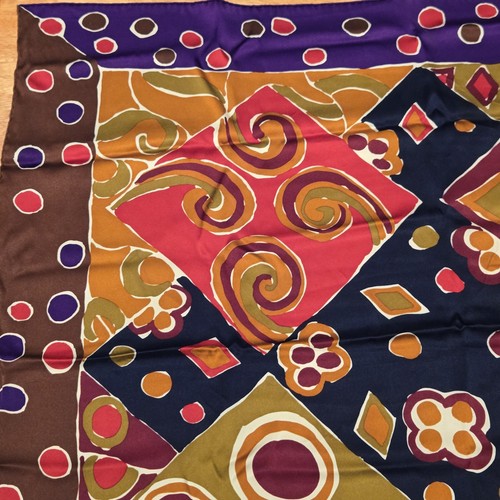 Vtg 80's Yves Saint Laurent YSL 100% Silk Scarf Geometric Multicolor 34"x34" - Picture 6 of 10