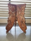 Vintage Hand Carved Wooden Peacock Plant Stand Collapsible 14in Boho