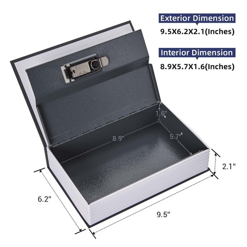 Safe Schloss Box Büchertresor Metall feuerfest geheimes Geld versteckte Waffe Bargeld Schmuck - Bild 21 von 24