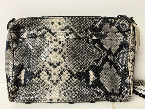 Tracolla Rebecca Minkoff Snake Python blu nero interno a pois 12’’ x 8’’ - Foto 11 di 13