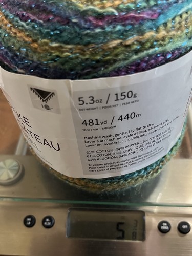 Löwenmarke Schal in einem Kuchen Garn PRISMA #302 türkis lila grün gelb metallic - Bild 9 von 9