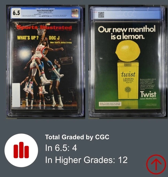 JULIUS ERVING NOVATO DEPORTES CUBIERTA ILUSTRADA DOC J NEW YORK NETS CGC 6.5 Foto 3 de 3