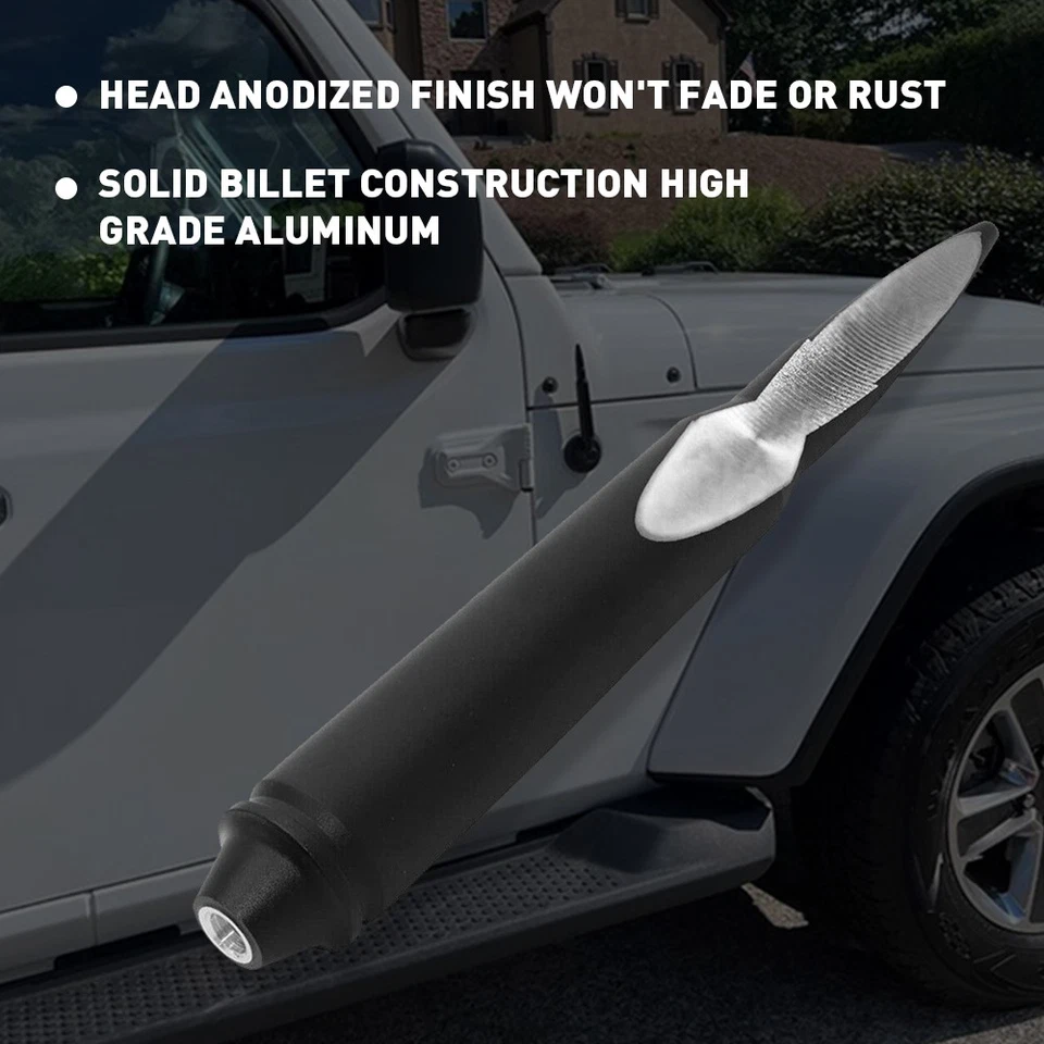 5.7" 50 Cal Bullet Antenna For Ford Dodge Chevy GMC Jeep Toyota Truck Black - Image 4 of 4