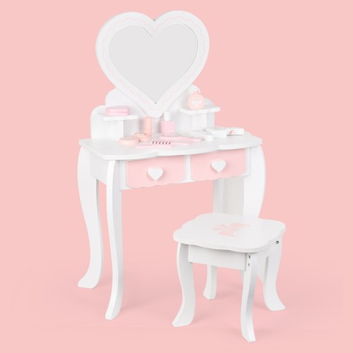 🚀Kids Girl Vanity Table Children Dressing Mirror Make Up Desk Toy Play Gift Set - Picture 3 of 12