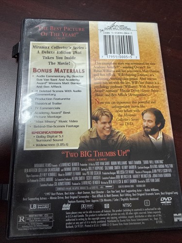 Good Will Hunting (DVD, 1998, Collectors Series) - Picture 3 of 3