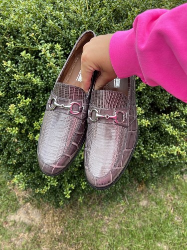 NEW Stacy Adams Gray Snakeskin Bit Loafers Slip On Shoes Men Sz 10.5 M 24871-020 - Picture 8 of 12