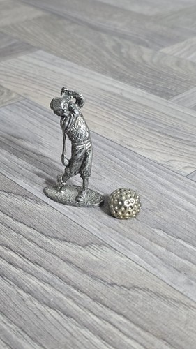 Vintage 1993 Metzke Swinging Golfer Golfing Solid Pewter Figurine Golf Ball 2.5" - Picture 4 of 9