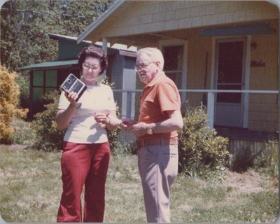 Woman Photographer Holding Camera Suburban Home Portrait VINTAGE PHOTO