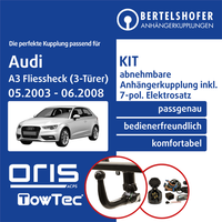 FüR Audi A3 Fliessheck (3-TüRer) Typ 8P 05.03-06.08 Ahk Abn +7Pol Sp. E-Satz Top