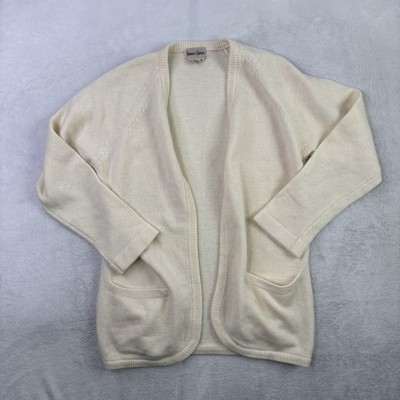 VTG Neiman Marcus Cashmere Beige Long Sleeve Cardigan Sweater Women's Medium