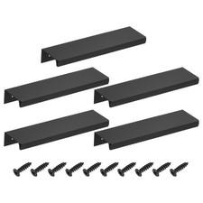 Cabinet Edge Finger Pull, 5pcs 120mm / 4.72" Hidden Cabinet Pulls, Black