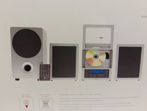Brookstone Wafer-thin Cd System con MP3, altoparlanti subwoofer e telecomando nuovo con scatola - Foto 9 di 9