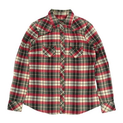 CHROME HEARTS Western Button Cross Patch Check Pattern Flannel Shirt mens