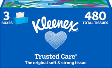 Kleenex Trusted Care Facial Tissues, 3 Flat Boxes, 160 Tissues per Box, 2-Ply 4