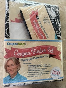 Coupon Mom! Coupon Binder Set Holds 300 Coupons Black White Binder