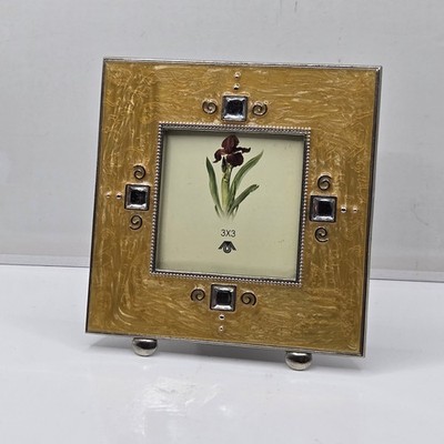 Ashleigh Manor Unique Picture Photo Frame Enameled Gemstone Modern Footed 3×3