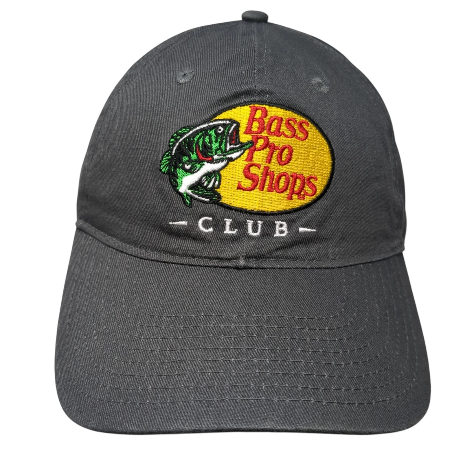 Bass Pro Shops Club Slideback Hat Gray One Size Embroidered 6 Panel
