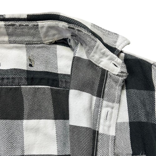 True VTG 1940s 50s Black White Plaid Sanforized Flannel Cotton Work Shirt Large - Picture 8 of 8
