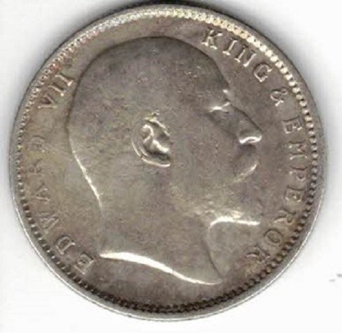 British India 1907 King Edward VII One Rupee Silver Coin - Picture 1 of 2