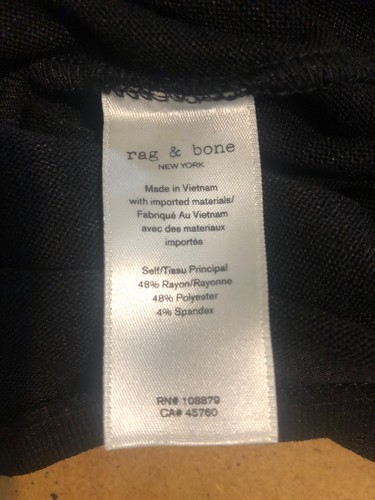 Rag & Bone Long Sleeve T-Shirt Women XS Black Scoop Neck Open Back - Picture 6 of 6