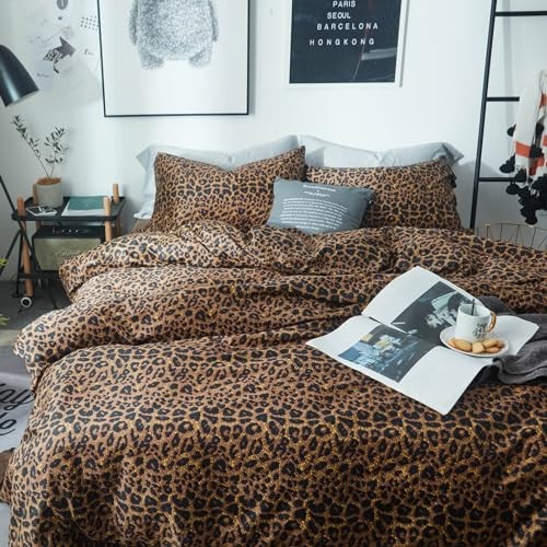 Juego de edredón con estampado de leopardo King-3 King (104"x90") 1 - Estampado de guepardo animal - Imagen 1 de 7