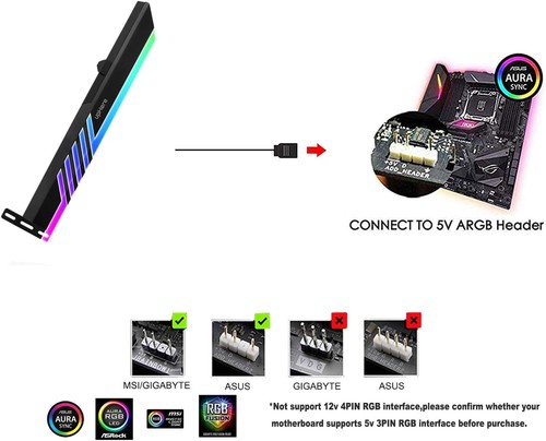 Uphere 5V 3-Pin Addressable RGB Graphics Card GPU Brace Support Holder,Support V - Afbeelding 6 van 7