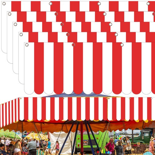 5 Pcs Carnival Tent Circus Carnival Hanging Decorations Red and White Striped...