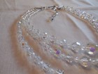 Vintage Aurora Borealis Crystel Necklace, 3 strands 14" long with 3" extender — photo 4