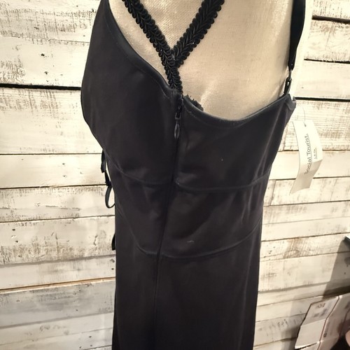 Vestido Hollister Social Tourist Negro Midi Profundo V Corbata Frontal Talla L grande nuevo con etiquetas - Imagen 4 de 11