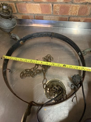 Impresionante Lámpara de Aceite Grande Antigua de Latón Estilo Lámpara Colgante Luz Rara - Imagen 12 de 15