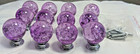 NEW SET  12 ps. Light Purple Bubble Glass Knob Door Drawer Pulls  Cabinet~1.25”