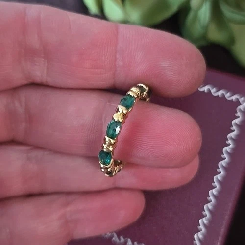 VTG CAMROSE-KROSS JBK Gold Over Sterling EMERALD ANNIVERSARY RING sz 9
