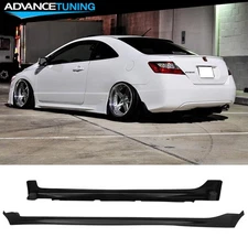 For 06-11 Honda Civic Coupe Mugen Style PU Side Skirts Extension Rocker Panels