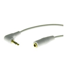 6' White 3.5mm Male Right Angle to 3.5mm Female Gold Stereo Cable